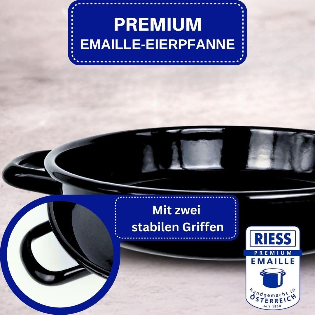 Riess Eierpfanne 22 cm Emaille – Servierpfanne -Omlettpfanne – ideal für Induktion- Eier-Pfanne krat