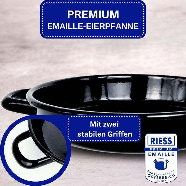 Riess Eierpfanne 22 cm Emaille – Servierpfanne -Omlettpfanne – ideal für Induktion- Eier-Pfanne krat