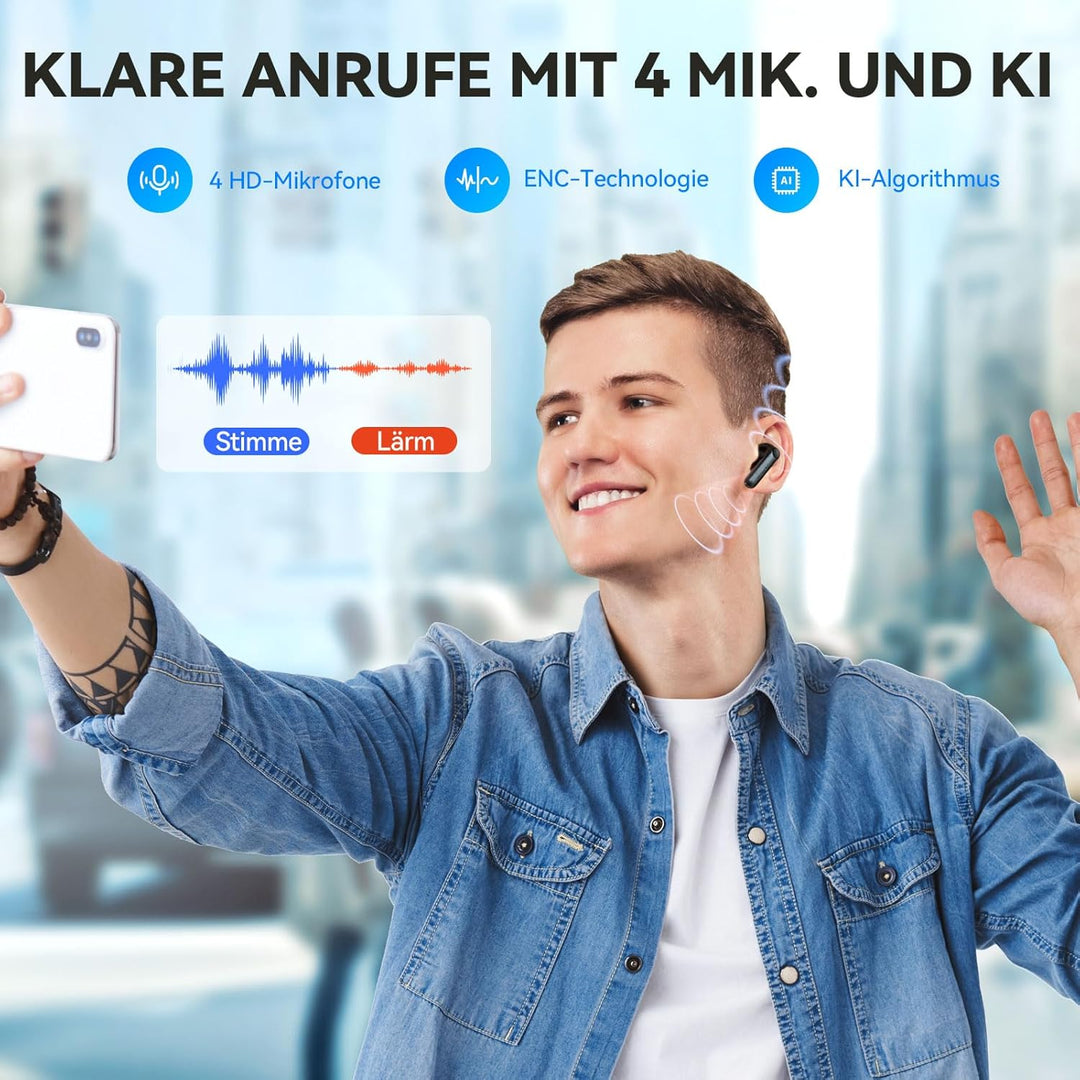 Bluetooth Kopfhörer, In Ear Kopfhörer Kabellos, 12mm Treiber, Bluetooth 5.4, Tiefer Bass, 35 Std. Ak