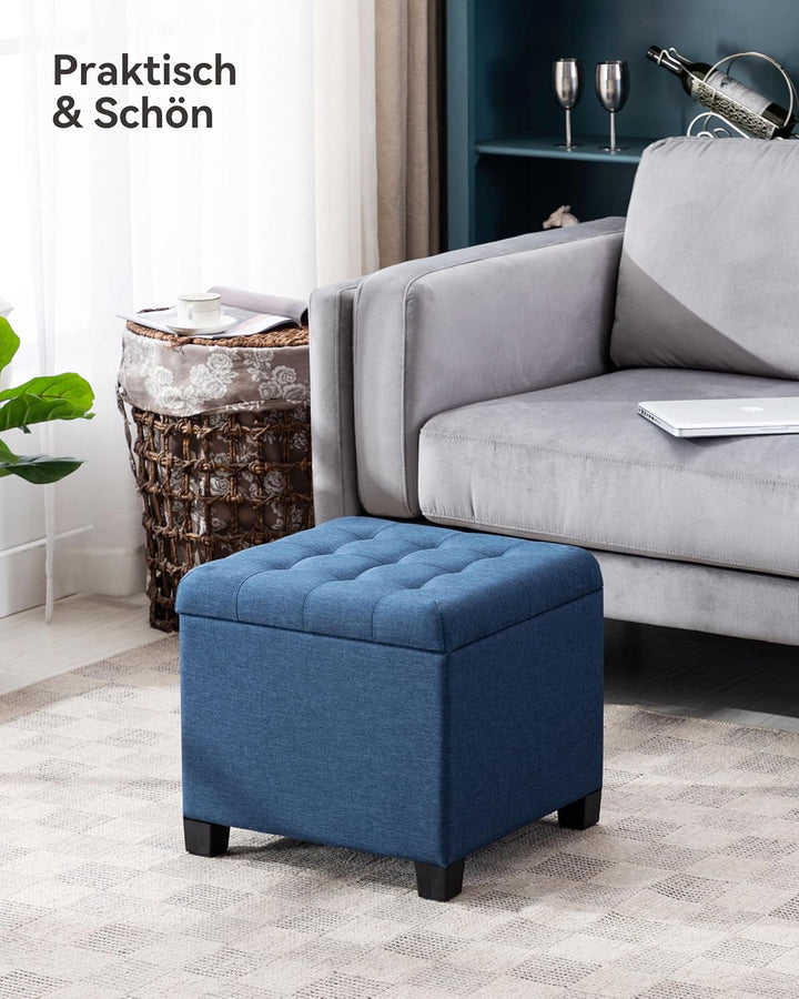 HNNHOME Sitzhocker mit Stauraum, Sitzwürfel mit Deckel, Sitztruhe, Fussbank Truhen Aufbewahrungsbox,
