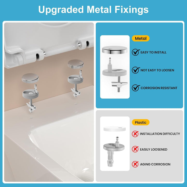 YEAUPE PRO Toilettendeckel mit Absenkautomatik D Form [KURZ] - 43,5×36,2 cm | WC Sitz mit Schnellver