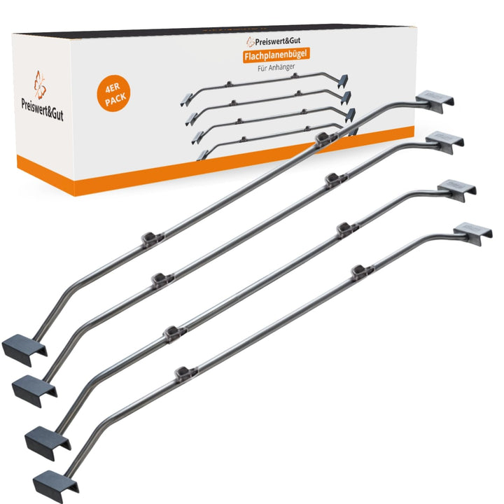 4x Flachplanenbügel Metall für Anhänger Planen, verstellbar 100–155 cm, stabile Planenbügel 2,5 mm,