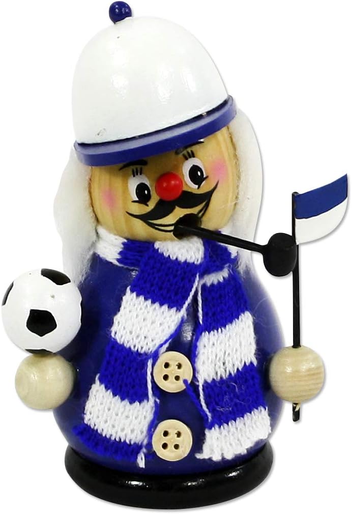 Dekohelden24 Räuchermann als Fussballer mit blau/weissem Outfit, ca. 12 cm Blau / Weiss, Blau / Weis