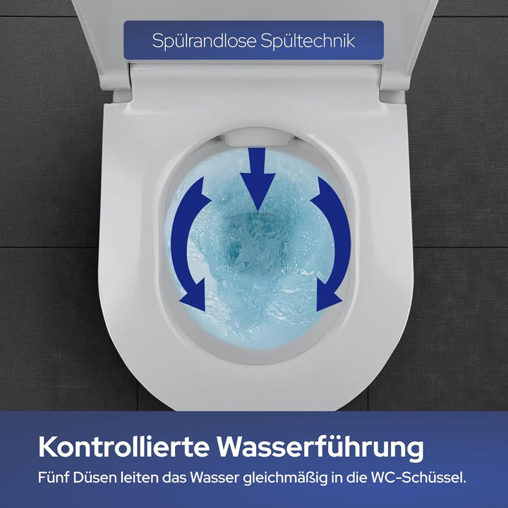 VILSTEIN | Hänge WC Spülrandlos | Toilette Komplett Set | Wand wc | Tiefspüler | Komplettset inkl. a