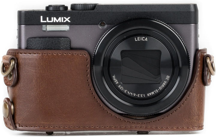 MegaGear MG1259 Panasonic Lumix DC-TZ95, DC-TZ90 Ever Ready Leder Kamera-Case mit Trageriemen - Dunk
