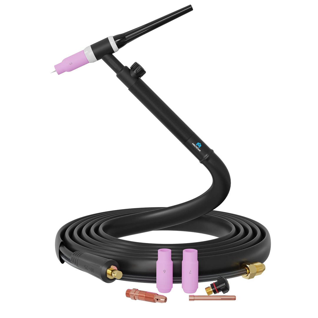 MELTSTAR WIG-Schweissbrenner WP17V SR17V, Lift-Gasventil-regulierbarer Tig-Brenner 4 Meter, 150 Ampe