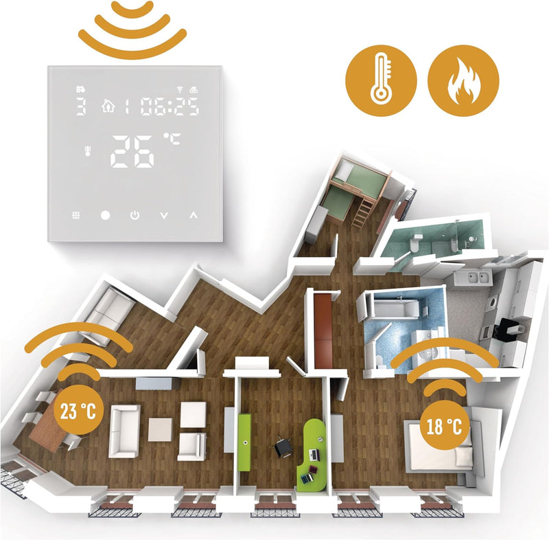 EMOS GoSmart WiFi Raumthermostat für Fussbodenheizung mit App, programmierbarer Smart-Thermostat ink