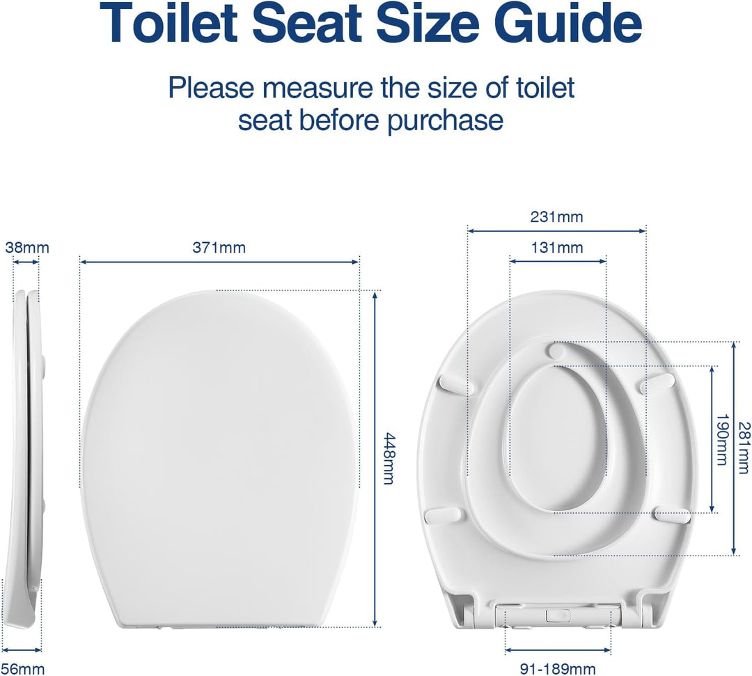 WC Sitz mit Absenkautomatik Oval,Toilettenbrille O, Klobrille Soft Close, Toilettensitz für Bad,Weis