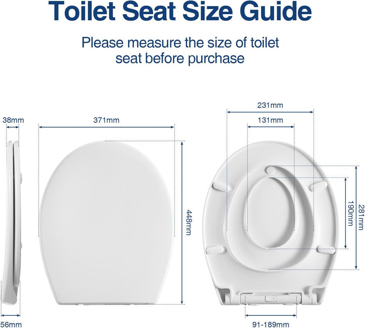 WC Sitz mit Absenkautomatik Oval,Toilettenbrille O, Klobrille Soft Close, Toilettensitz für Bad,Weis
