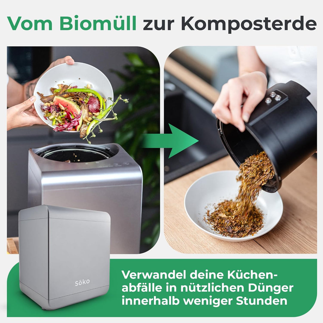 Elektrischer Komposter [2X Aktivkohle-Filter] Elektro-Schnellkomposter - Revolutionäre Kompost-Lösun