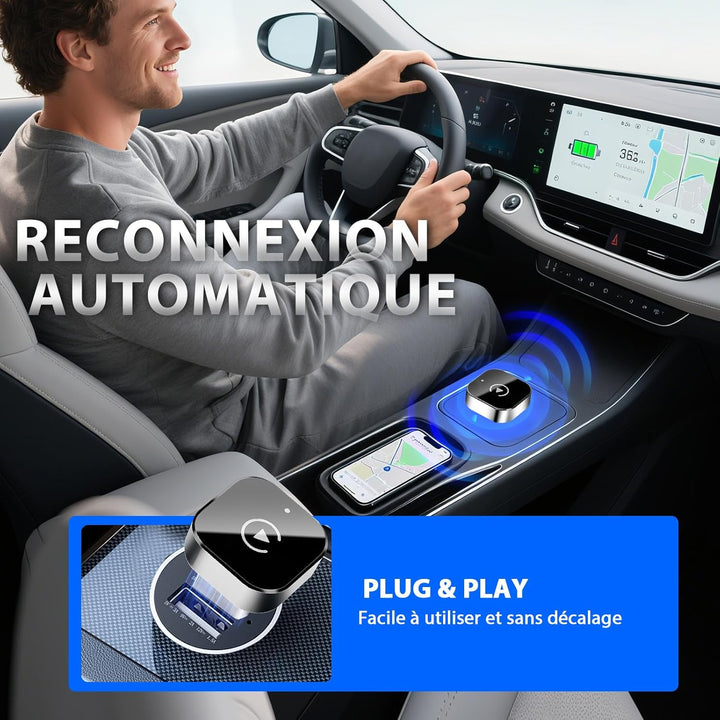 2026 Upgrade 2-in-1 Mini Kabelloser CarPlay Adapter, Plug & Play Kabelloser Android Auto Dongle, Aut