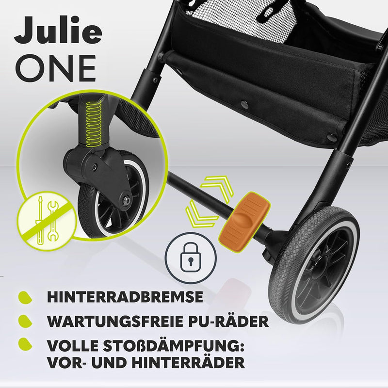 LIONELO Julie One Buggy Kinderwagen bis 22 kg, verstellbare Rückenlehne und Fussstütze, Moskitonetz,