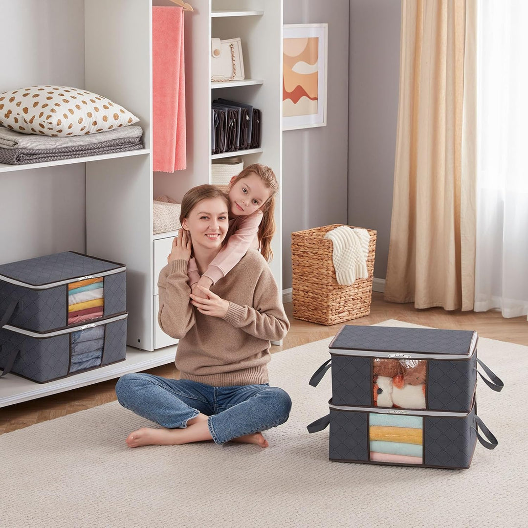 Lifewit 10 Stück 35L Aufbewahrungstasche, Unterbett Aufbewahrungsbox Kleideraufbewahrung, Faltbare U