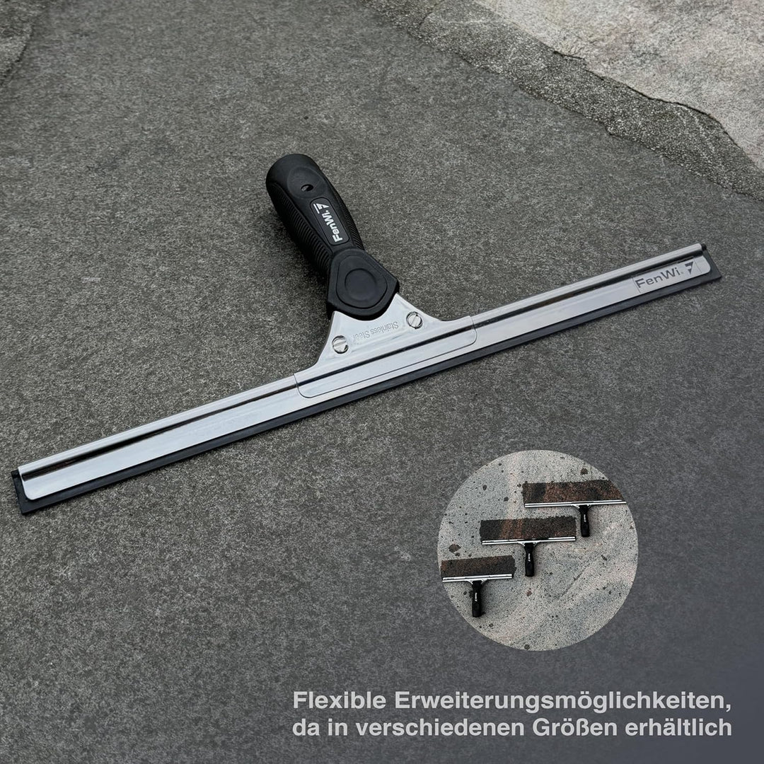 FenWi Fensterabzieher mit Gummilippe in 35cm Breite/Duschabzieher/Abzieher mit Edelstahl-Abziehschie