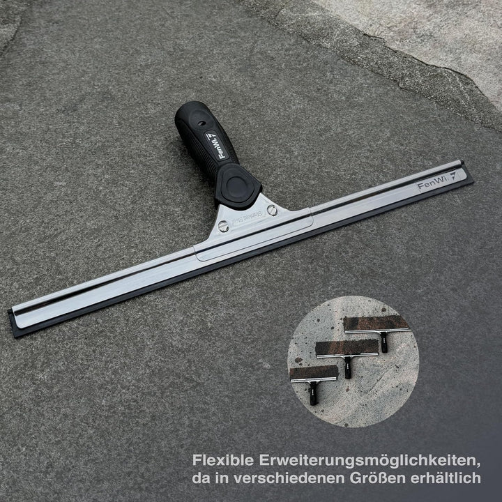 FenWi Fensterabzieher mit Gummilippe in 35cm Breite/Duschabzieher/Abzieher mit Edelstahl-Abziehschie