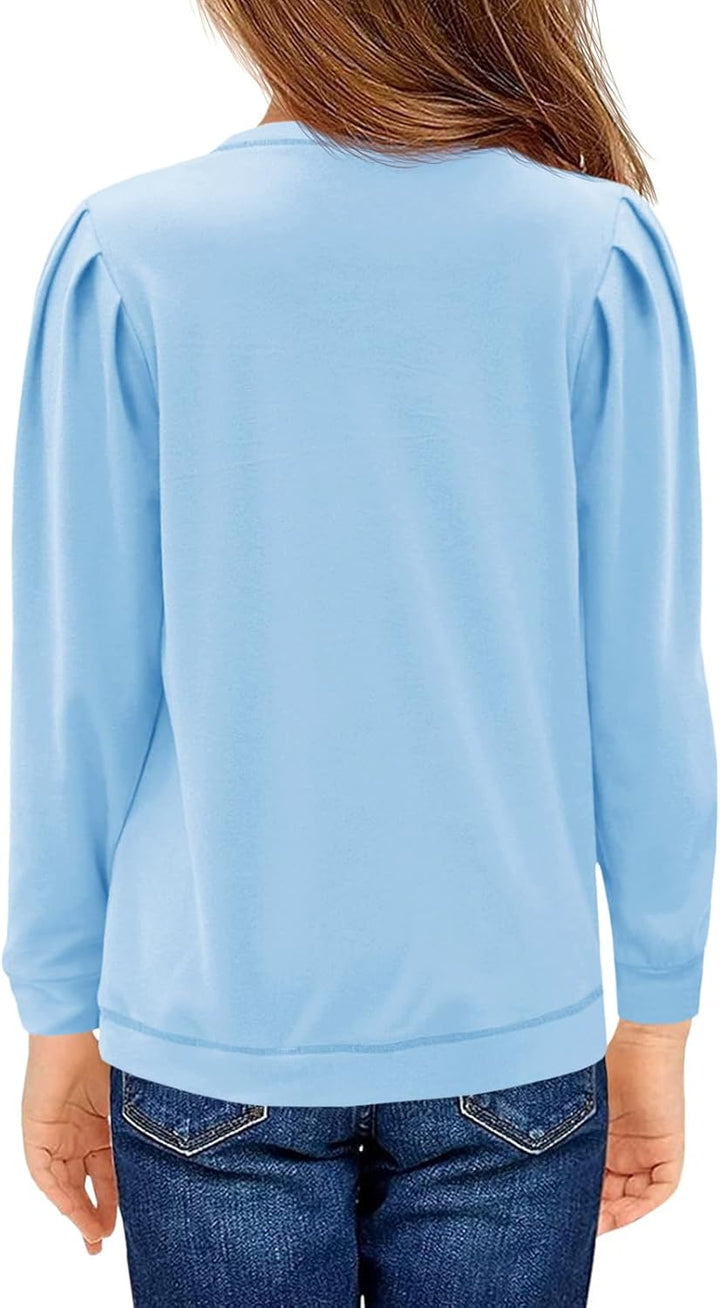 Haloumoning Mädchen Langarm T-Shirt Baumwolle Rundhals Top Leichtgewicht Sport Langarmshirt Basic Ca