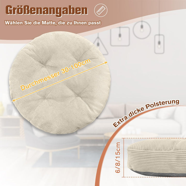 Sitzkissen Rund 35cm Dicke 6cm 1 Stück Bodenkissen Rund Sitzpolster Stuhlauflage Sitzpolster Stuhlki