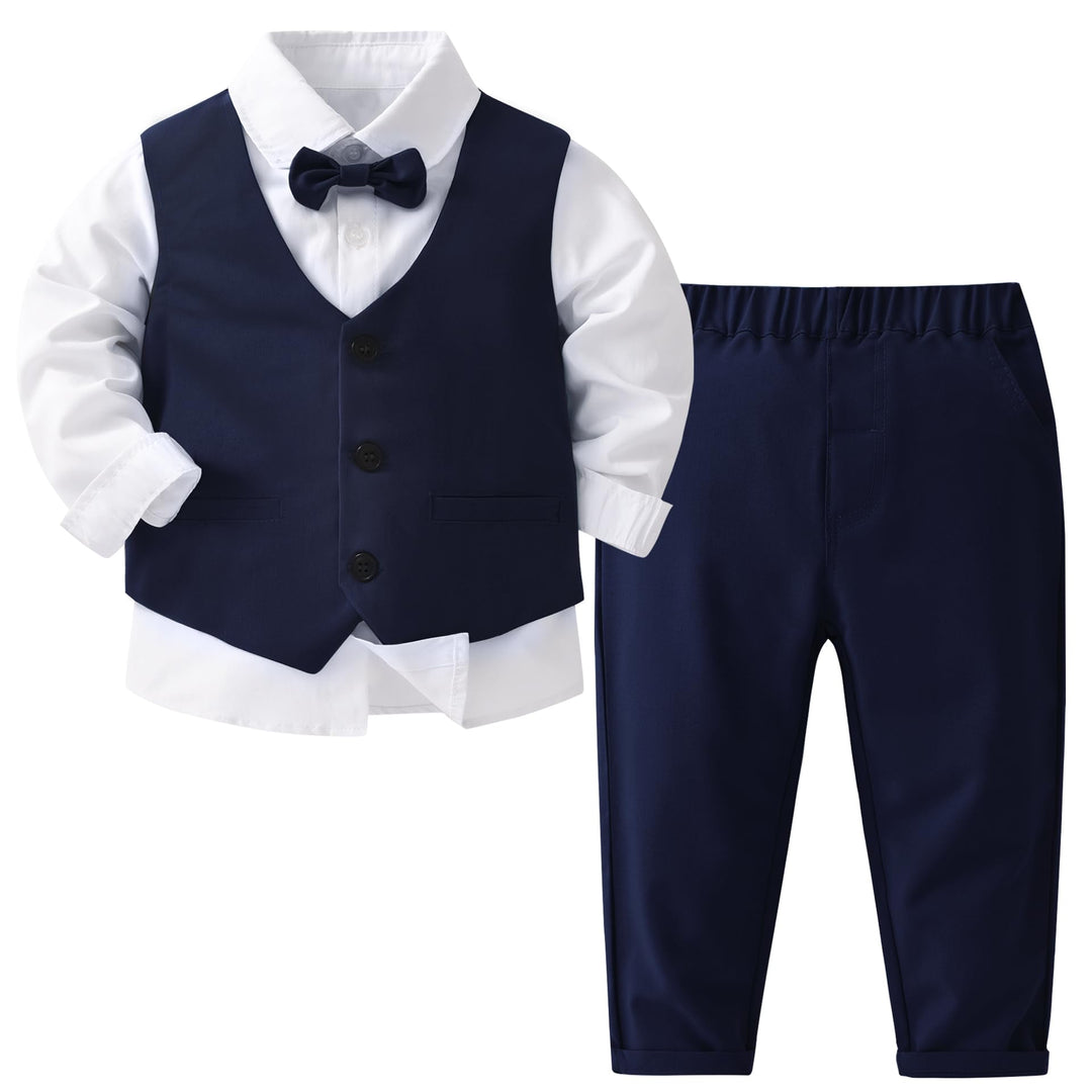 Jungen Anzug Set Langarm Weisses Hemd &amp; Weste &amp; Hose + Krawatte Smoking für Festliche Party Hochzeit