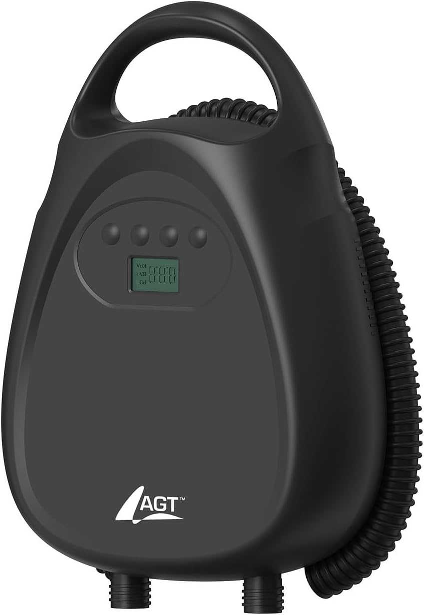 AGT Akkupumpe für SUP: Akku-Luftpumpe für SUP-Boards, 70 l/Min., 12 V, 1,38 bar/20 psi (Luft-Pumpe,
