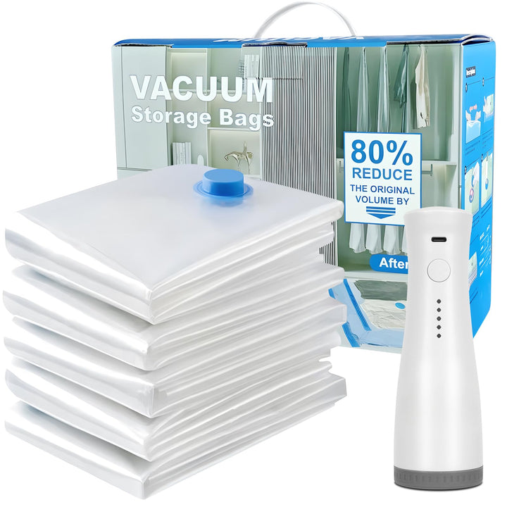 Vakuum Aufbewahrungsbeutel Set mit elektrischer Pumpe, 12-teilig (2 Jumbo, 2 Gross, 4 Mittel, 4 Klei
