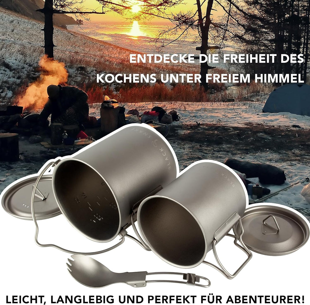 Black Snake® Wander Kochgeschirr Set 'Titanium' ultraleichtes Campinggeschirr Einheitsgrösse Titan,