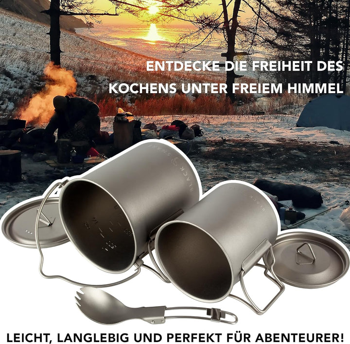 Black Snake® Wander Kochgeschirr Set 'Titanium' ultraleichtes Campinggeschirr Einheitsgrösse Titan,