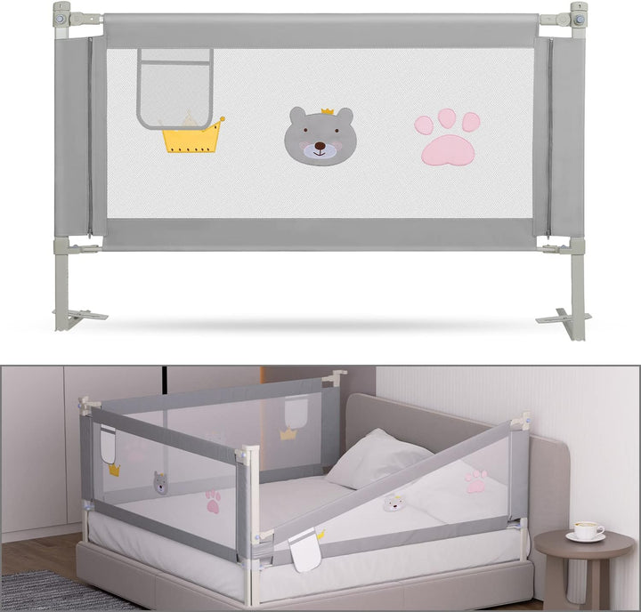 Tubiaz 150cm Bettgitter Rausfallschutz, Kinderbettgitter Höhenverstellbar 70-98cm, Bettschutzgitter
