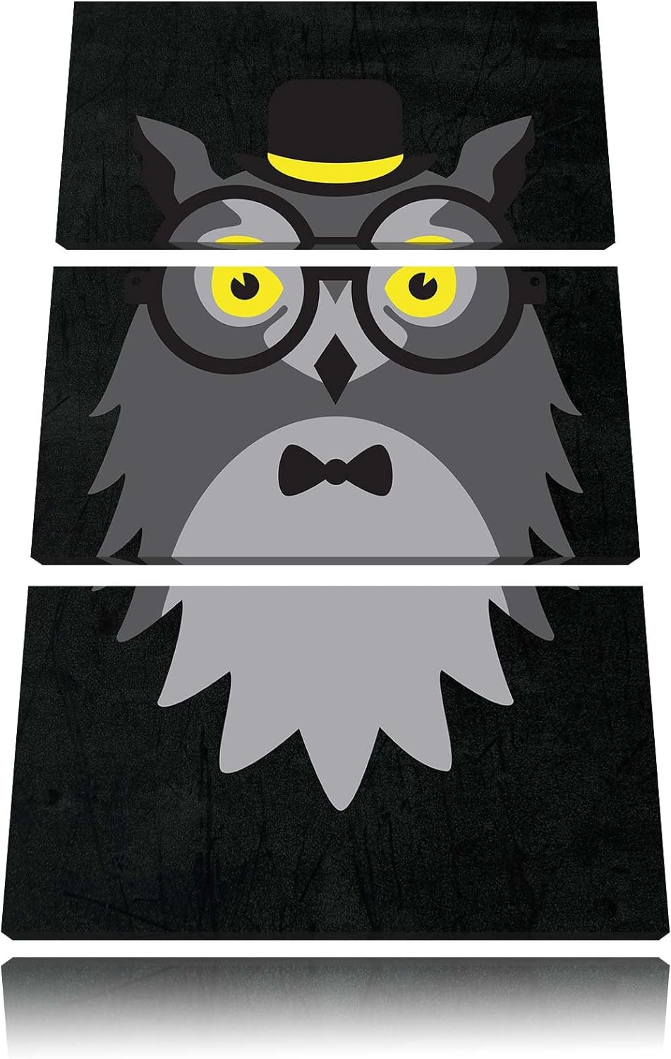 Pixxprint Hipster Eule als Leinwandbild/Grösse: 3 Teilig (120x80) cm/Wandbild/Kunstdruck/fertig besp