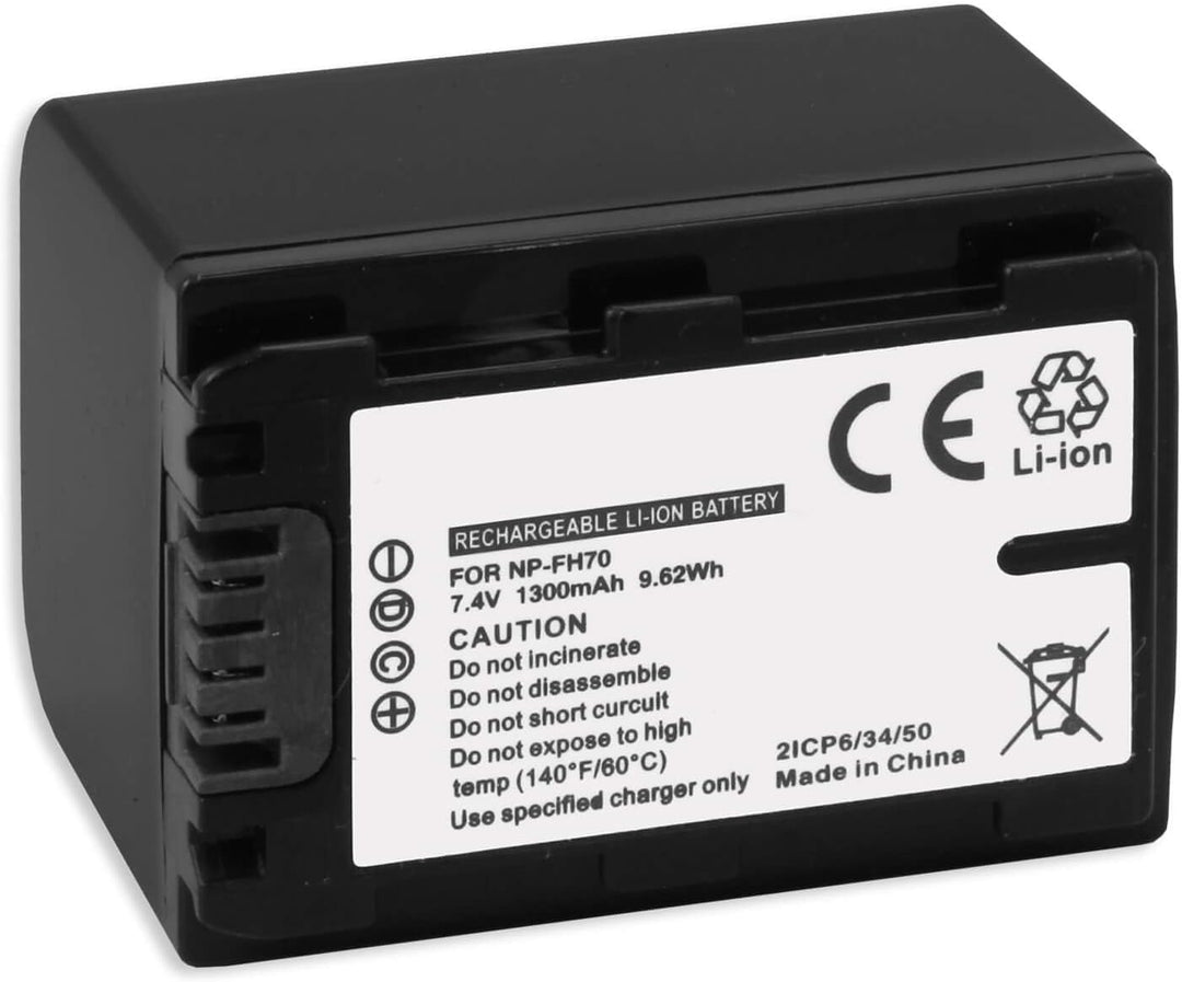 Akku + Ladegerät (KFZ, Netz) für Sony NP-FH70 / DCR-SX50, SX60... / DCR-HC... / DCR-DVD... - Siehe L