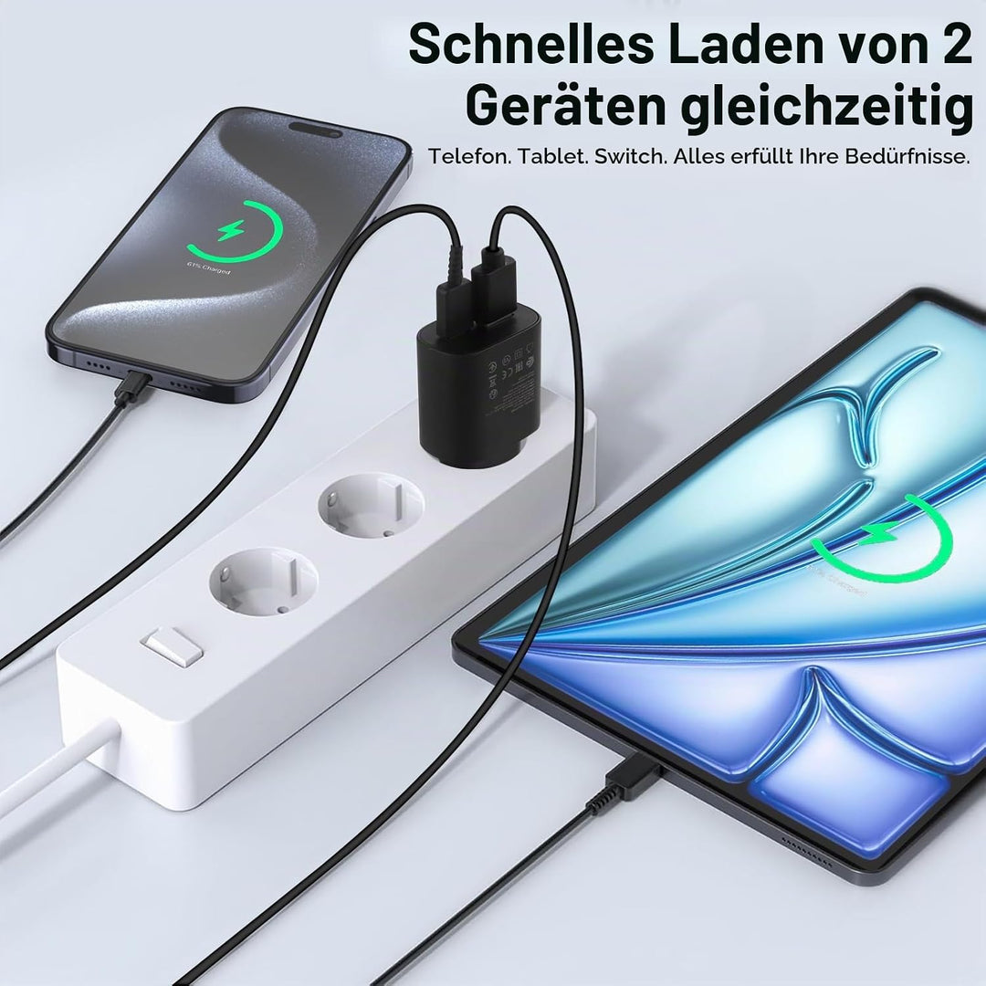 2er-Pack 25W USB C Ladegerät, Schnellladegerät Adapter Netzteil für Samsung Galaxy S25/S24/S23/S22/S