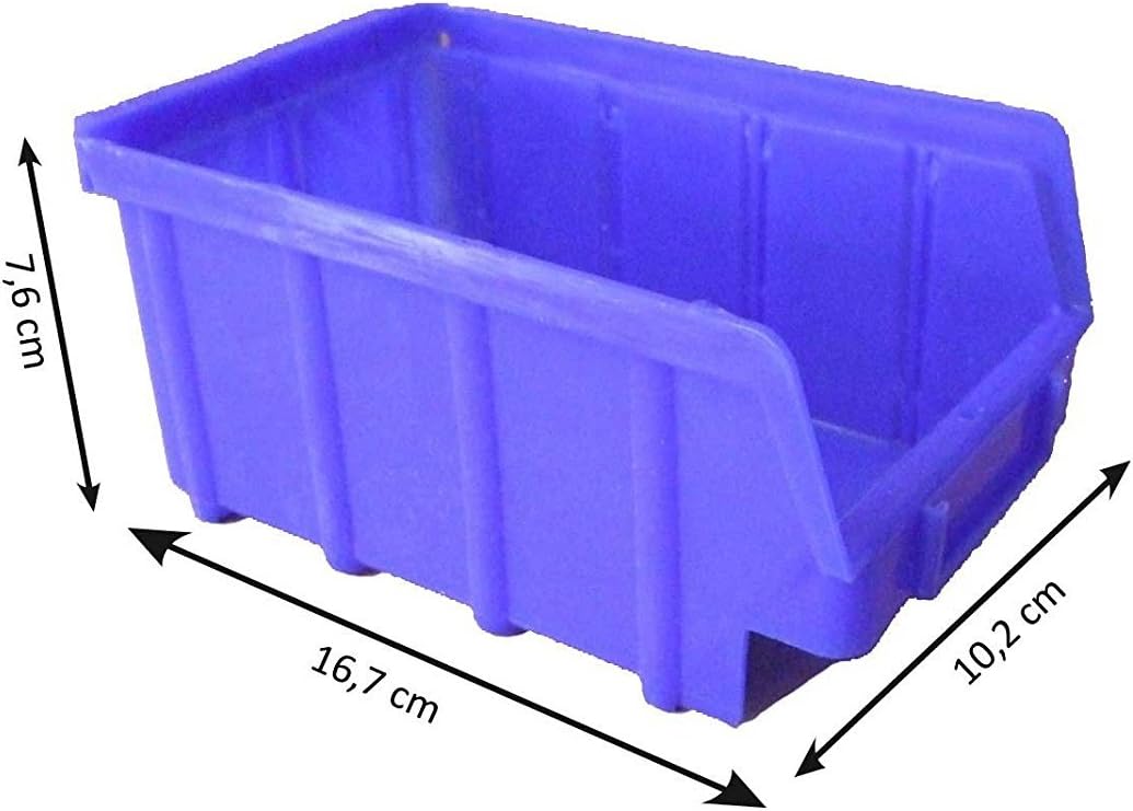 S&S-Shop 80 Stück Stapelboxen – blau – Grösse 2 ( 102 x 167 x 76 mm ) - stapelbar / Sichtbox / Regal
