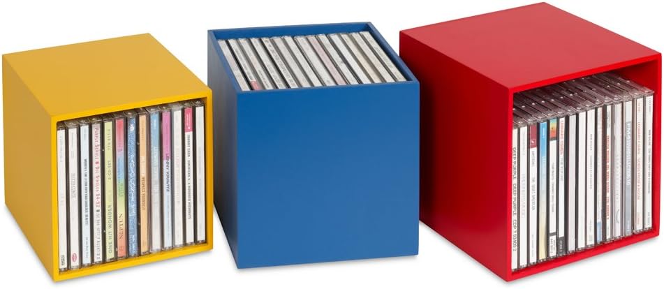 cubix CD-Boxen color, CD-Aufbewahrungs Boxen aus Holz. Set mit 3 CD-Boxen. Zur Aufbewahrung von bis