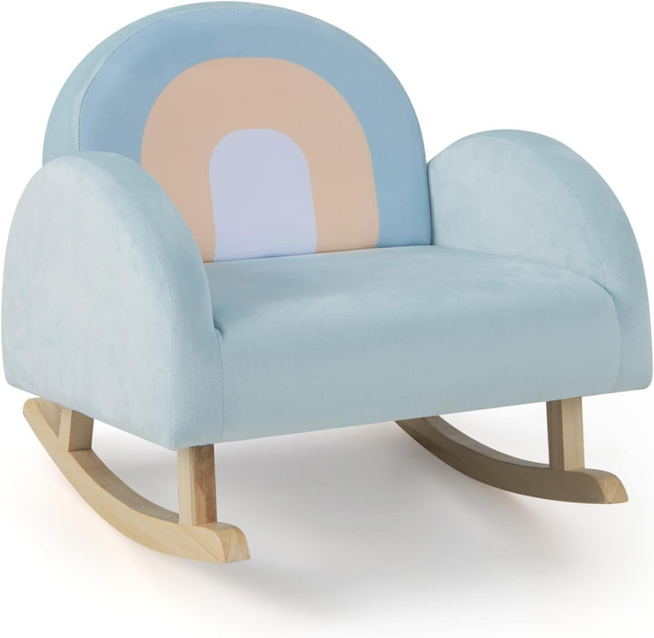 DREAMADE Kindersessel, Kindersofa aus Veloursstoff mit Rückenlehne, massiven Holzfüssen & Kippsicher