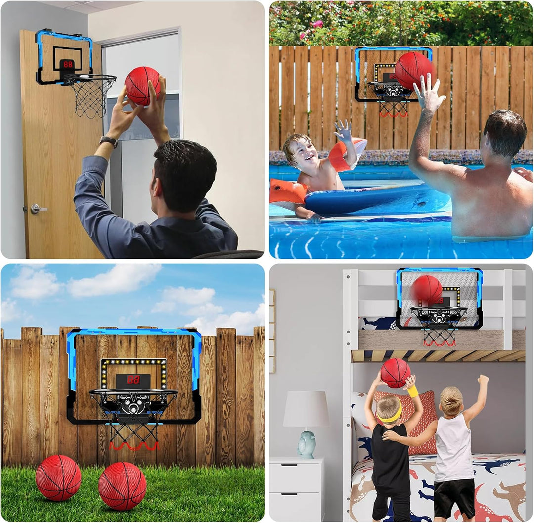 ZWOOS Basketballkorb Indoor Set für Kinder, Mini Basketballkorb Mit 4 Ball, 39x28cm, Pumpe & Befesti