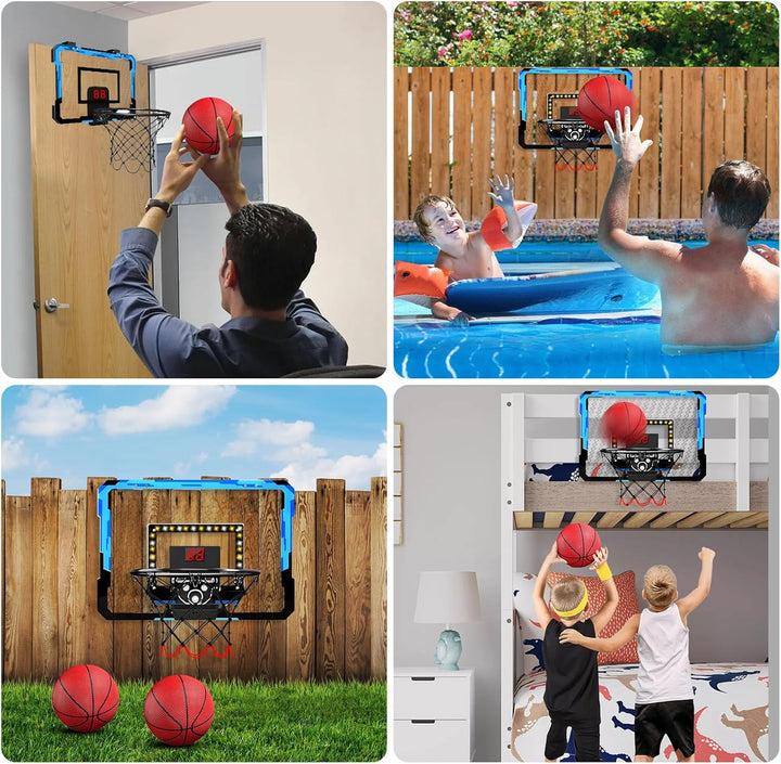ZWOOS Basketballkorb Indoor Set für Kinder, Mini Basketballkorb Mit 4 Ball, 39x28cm, Pumpe & Befesti