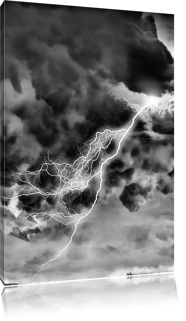Pixxprint Blitz am Himmel als Leinwandbild/Grösse: 100x70 / Wandbild/Kunstdruck/fertig bespannt, 100