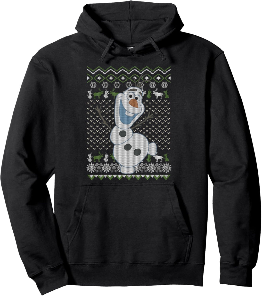Disney Frozen Olaf Ugly Sweater Print Portrait Pullover Hoodie