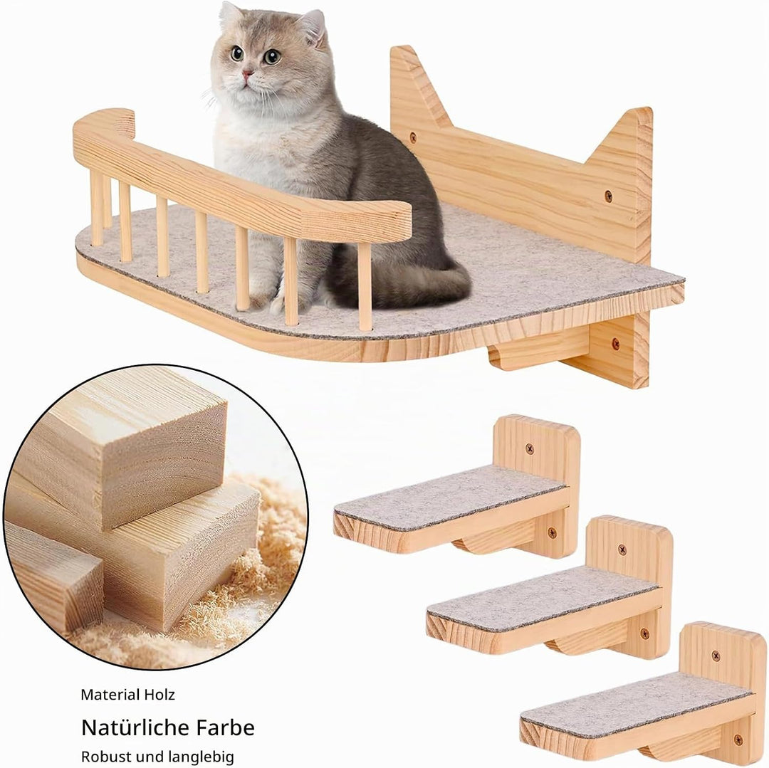 Wand montierte Katze Hängematte Katze Wandregale mit 3 Schritten, Katze Regale und Sitzstangen für W