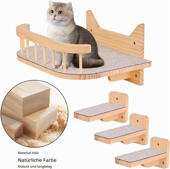 Wand montierte Katze Hängematte Katze Wandregale mit 3 Schritten, Katze Regale und Sitzstangen für W
