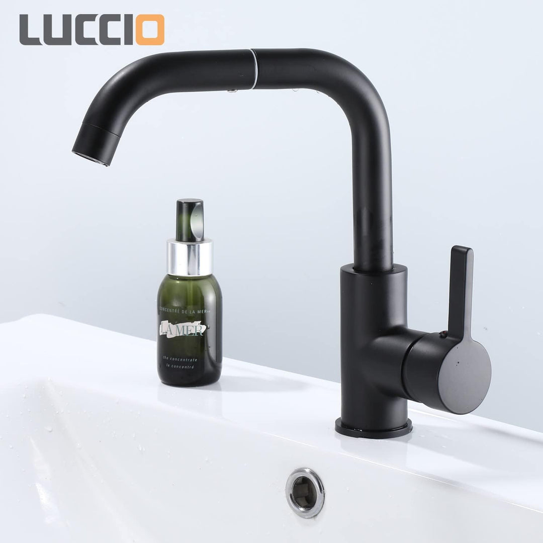 ZXC Niederdruck Küchen Armatur mit schwenkbaren Auslauf, moderner Einhandmischer Wasserhahn in Schwa