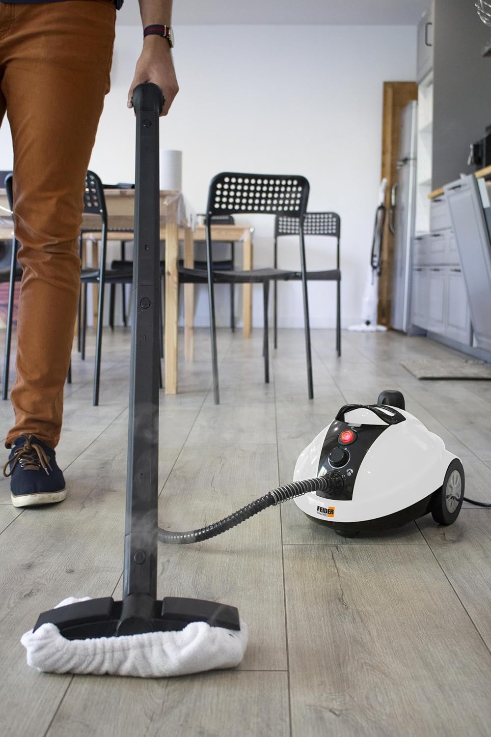 FEIDER FHNVT1300 Dampfreiniger 1300W mit Accessoires - Bodenbürste, Mikrofasertuch, Rundbürste, Verl