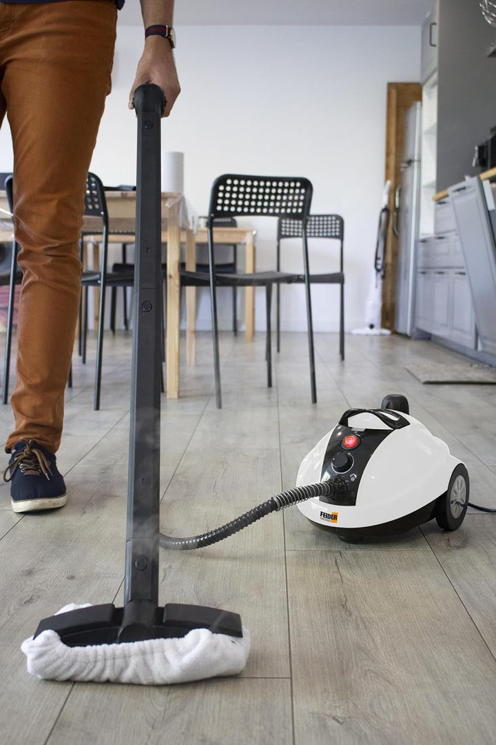 FEIDER FHNVT1300 Dampfreiniger 1300W mit Accessoires - Bodenbürste, Mikrofasertuch, Rundbürste, Verl
