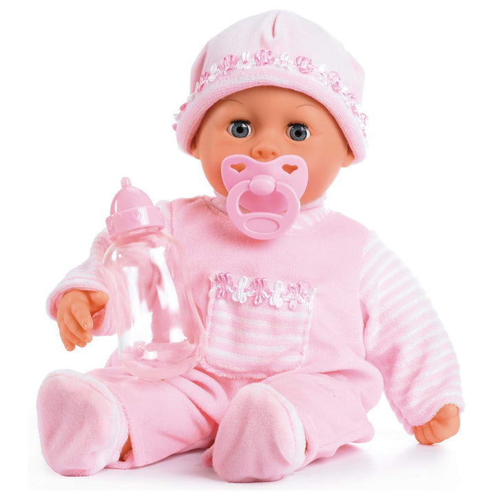 Bayer Design 93824CK Babypuppe interaktiv, sprechend, Schlafaugen, weicher Körper, 24 Babylaute, 38