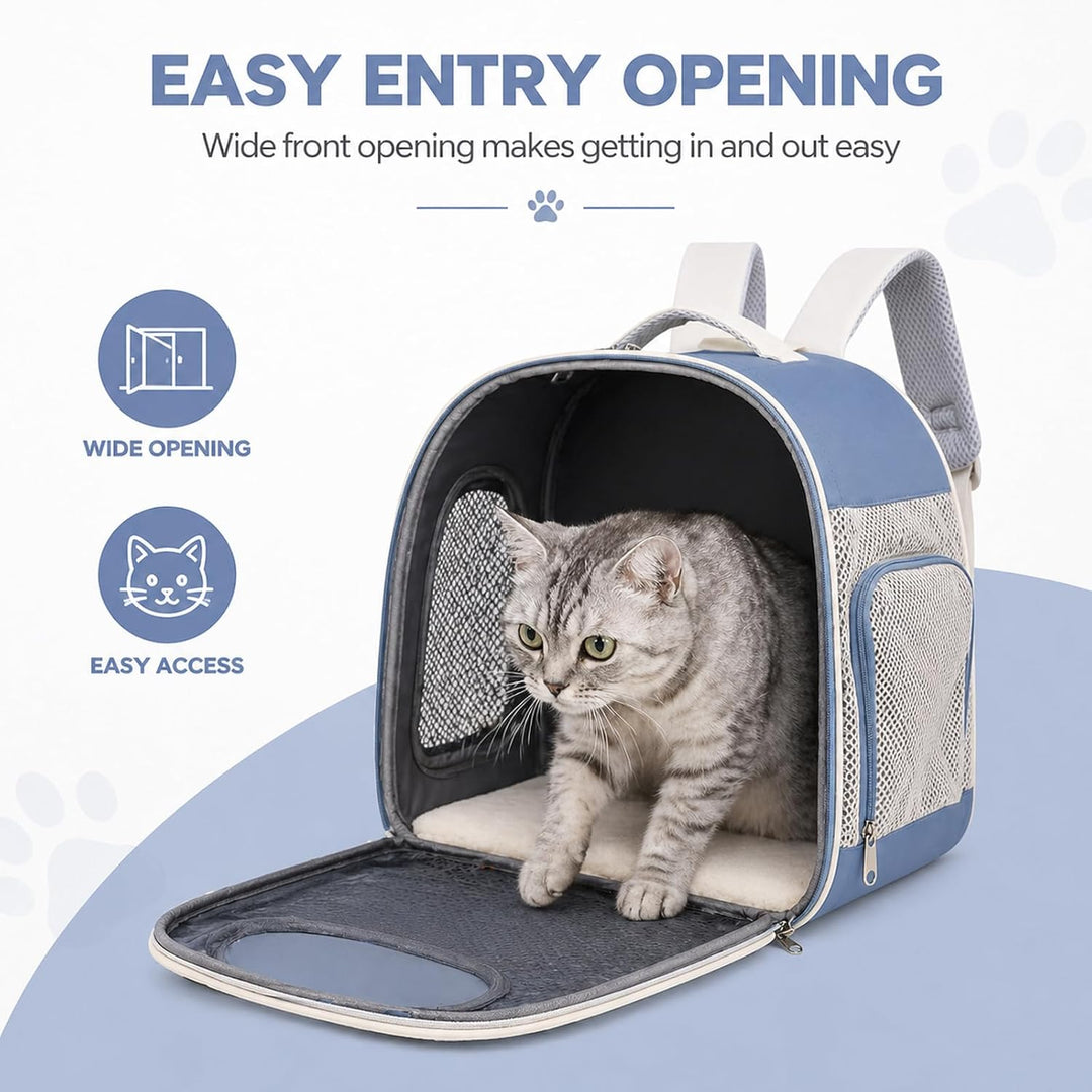 Katzenrucksack für Katzen, Haustier-Rucksack – Faltbare Katzen- und Hundetragetasche, atmungsaktiver