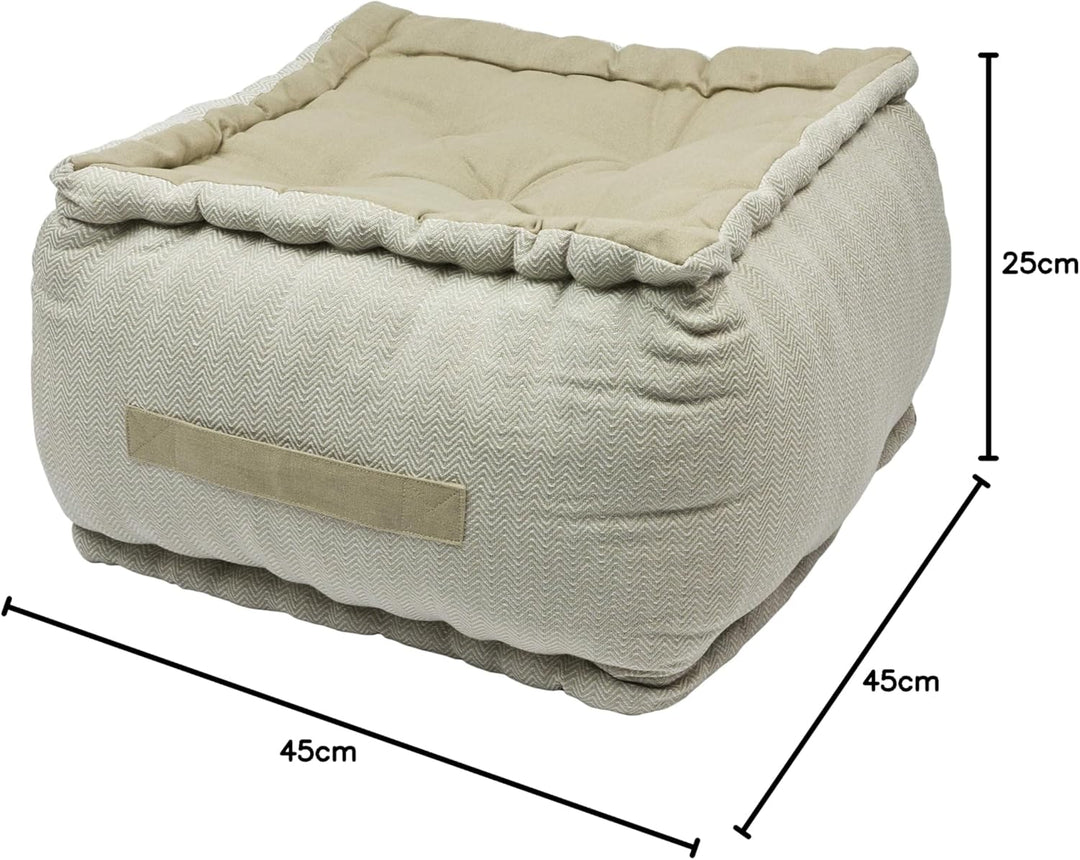 Alphadeco Dickes Bodenkissen Zickzack Webmuster - 25cm hoch - Pouf - Ottoman - Hocker - 40x40x25cm -