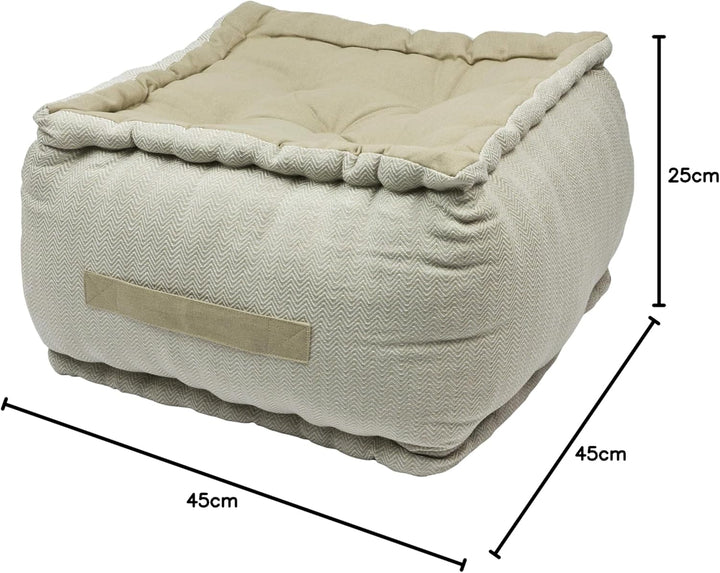 Alphadeco Dickes Bodenkissen Zickzack Webmuster - 25cm hoch - Pouf - Ottoman - Hocker - 40x40x25cm -