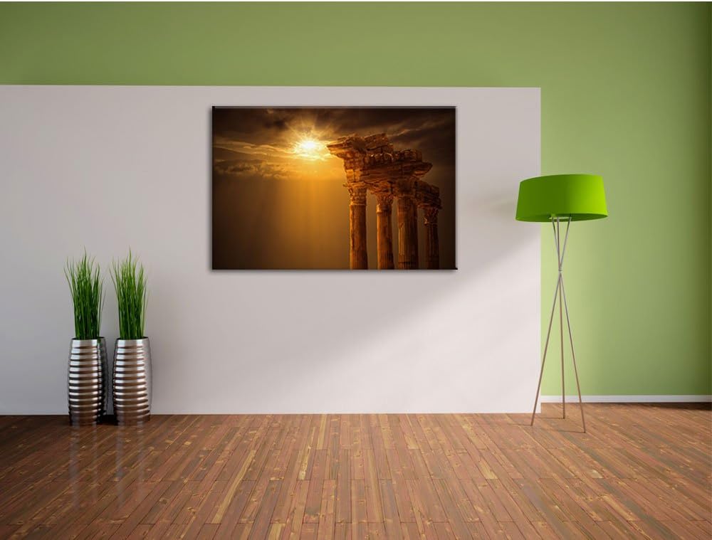 Antiker Apollontempel, Format: 100x70 auf Leinwand, XXL riesige Bilder fertig gerahmt mit Keilrahmen