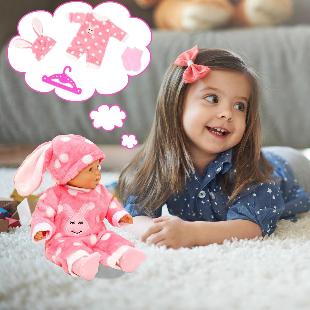 Miunana Kleidung Bekleidung Outfits Schlafanzug für Baby Puppen, Pink Puppenkleidung 35-43 cm mit Kl