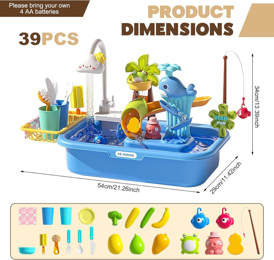 Kinder-Wassertisch, abnehmbares elektrisches Spielbecken mit fliessendem Wasser, pädagogisches Spiel
