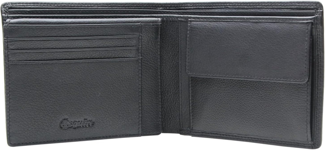 Esquire Duo Geldbörse Leder 12,5 cm Schwarz, Schwarz